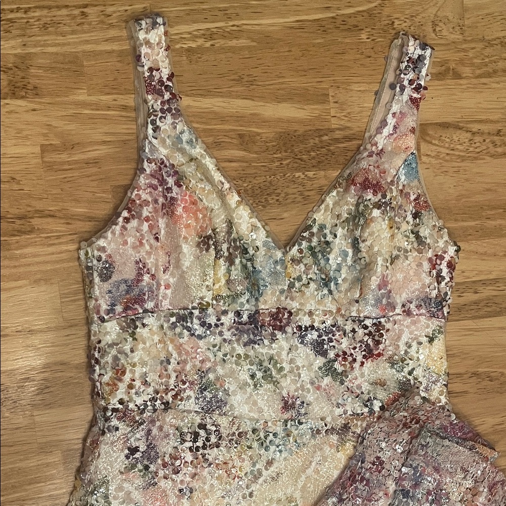Vera Wang Multicolor Sequin Formal Dress